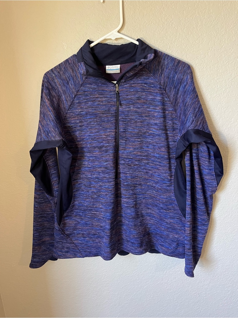 Columbia Glacial IV Women’s Large Purple Space Dye 1/2 Zip Fleece Pullover Fall